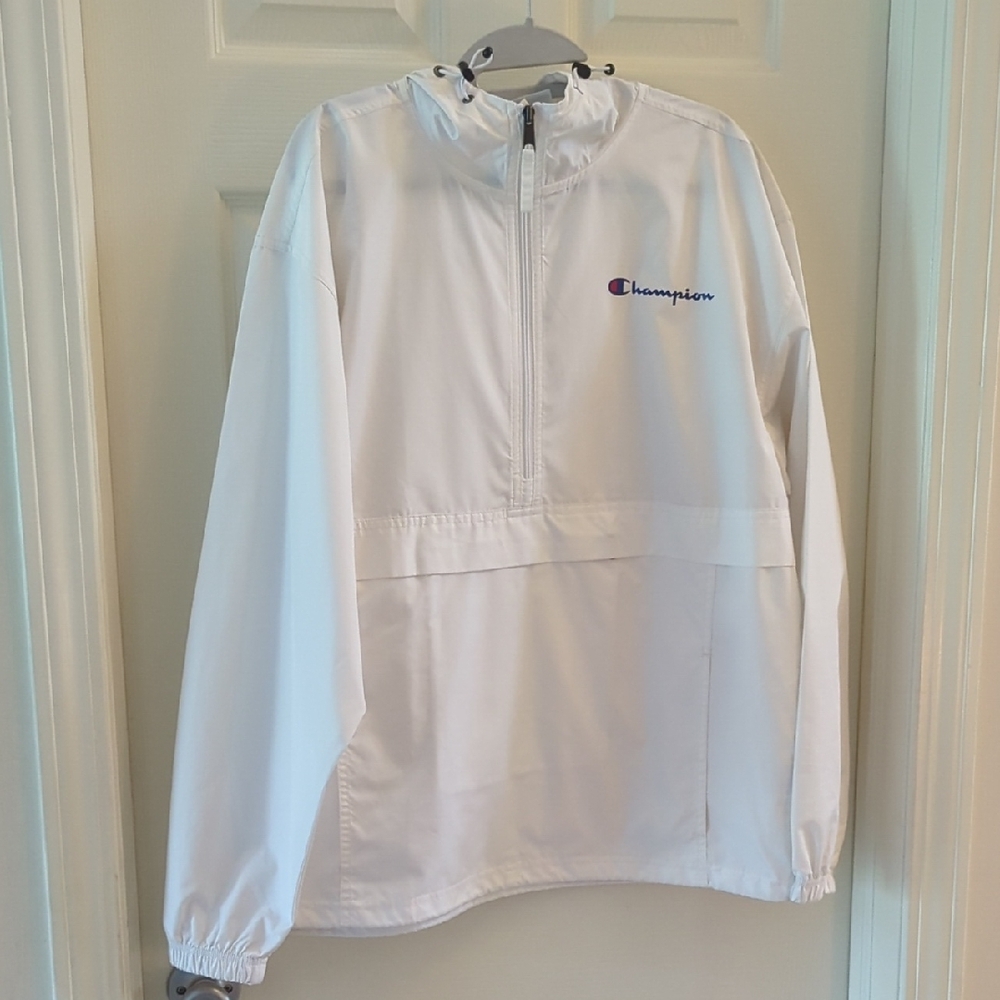 Champion White Half-Zip Windbreaker